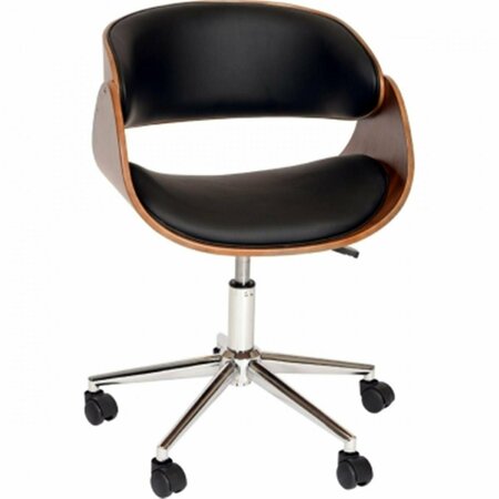 BEDDING BEYOND Julian Modern Chair In Black And Walnut Veneer Back and Chrome BE165213